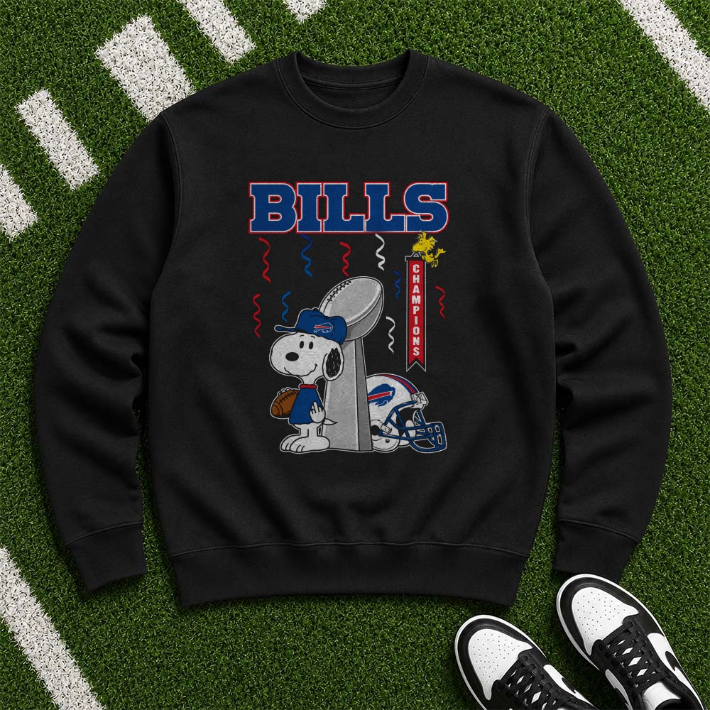 Peanuts Snoopy And Woodstock Bills Champions Trophy Fan Buffalo Bills T-Shirt Peanuts Snoopy And Woodstock Bills Champions Trophy Fan Buffalo Bills T-Shirt