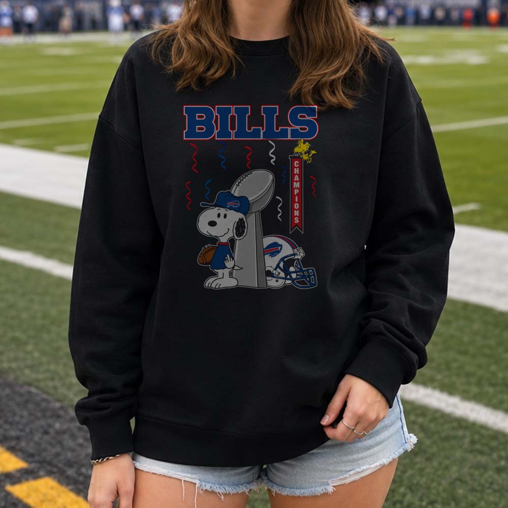 Peanuts Snoopy And Woodstock Bills Champions Trophy Fan Buffalo Bills T-Shirt Peanuts Snoopy And Woodstock Bills Champions Trophy Fan Buffalo Bills T-Shirt