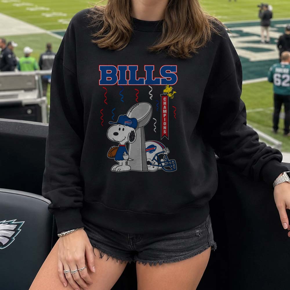 Peanuts Snoopy And Woodstock Bills Champions Trophy Fan Buffalo Bills T-Shirt Peanuts Snoopy And Woodstock Bills Champions Trophy Fan Buffalo Bills T-Shirt