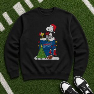 Peanuts Snoopy And Woodstock Christmas Dog House Fan Buffalo Bills T-Shirt