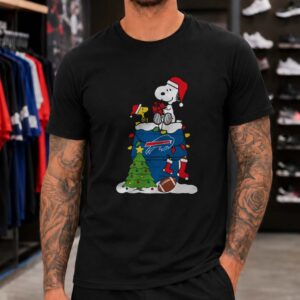 Peanuts Snoopy And Woodstock Christmas Dog House Fan Buffalo Bills T-Shirt