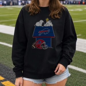 Peanuts Snoopy And Woodstock Dog House Football Fan Buffalo Bills T-Shirt