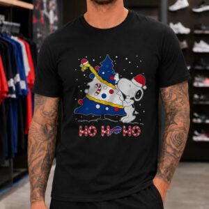 Peanuts Snoopy And Woodstock Ho Ho Ho Christmas Tree Fan Buffalo Bills T-Shirt