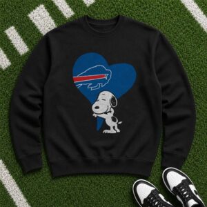 Peanuts Snoopy Heart Love Women Buffalo Bills T-Shirt