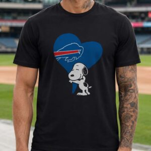 Peanuts Snoopy Heart Love Women Buffalo Bills T-Shirt