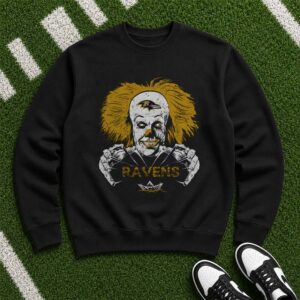 Pennywise IT Horror Clown Scary Fan Baltimore Ravens NFL T-Shirt