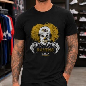 Pennywise IT Horror Clown Scary Fan Baltimore Ravens NFL T-Shirt