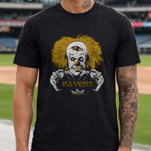 Pennywise IT Horror Clown Scary Fan Baltimore Ravens NFL T-Shirt