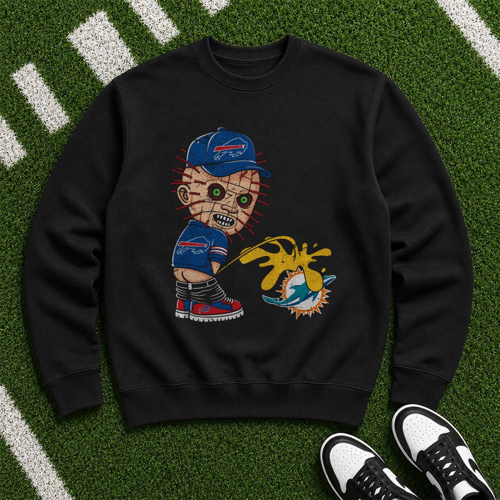 Pinhead Hellraiser Buffalo Bills Miami Dolphins Sucks Horror Rivalry T-Shirt Pinhead Hellraiser Buffalo Bills Miami Dolphins Sucks Horror Rivalry T-Shirt