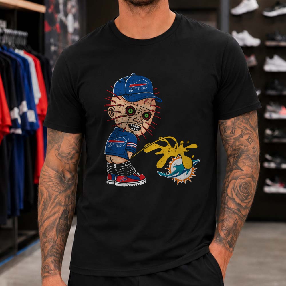 Pinhead Hellraiser Buffalo Bills Miami Dolphins Sucks Horror Rivalry T-Shirt Pinhead Hellraiser Buffalo Bills Miami Dolphins Sucks Horror Rivalry T-Shirt