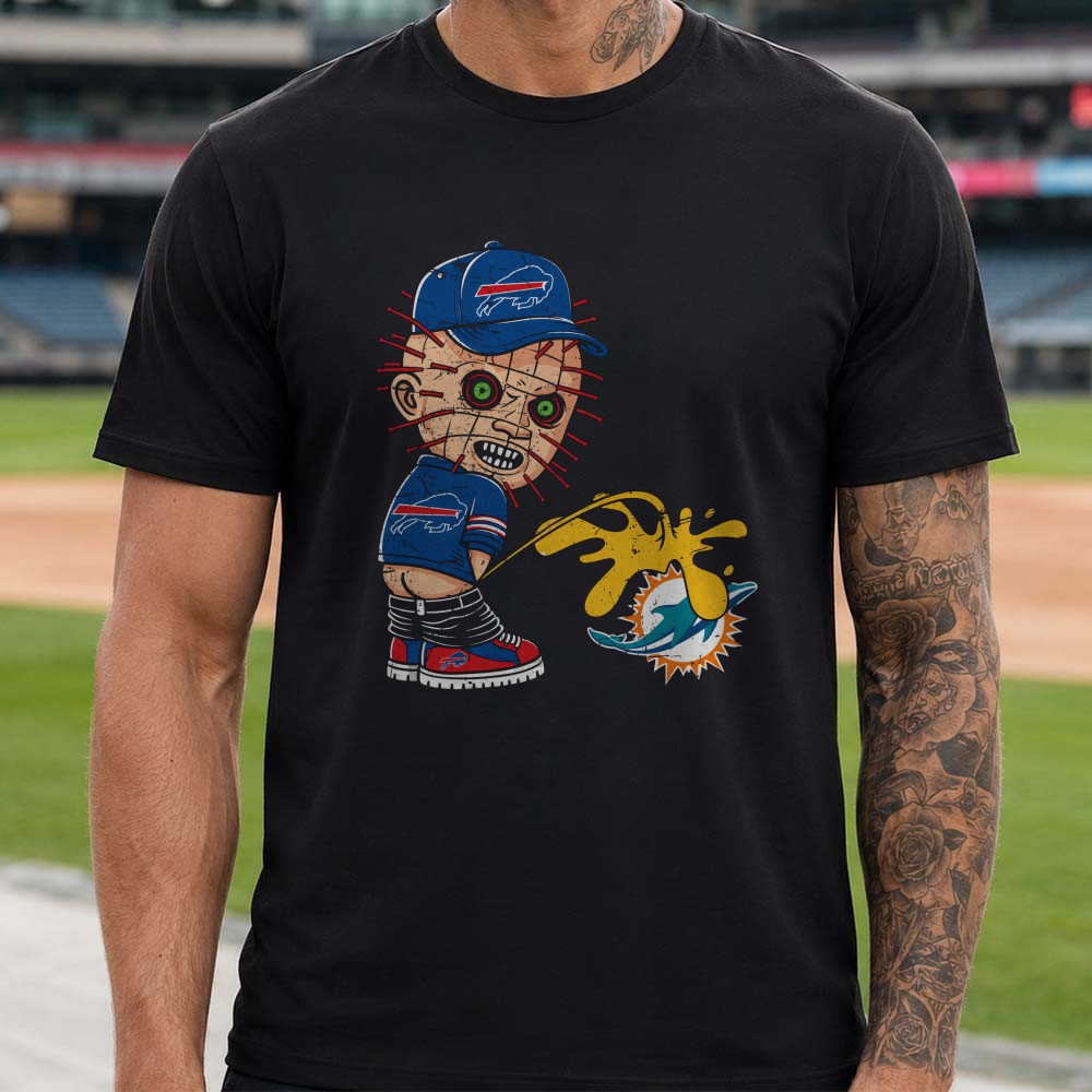 Pinhead Hellraiser Buffalo Bills Miami Dolphins Sucks Horror Rivalry T-Shirt Pinhead Hellraiser Buffalo Bills Miami Dolphins Sucks Horror Rivalry T-Shirt