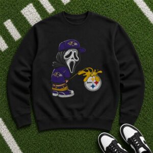 Pittsburgh Steelers Sucks Ghostface Scream Funny Baltimore Ravens Fan T-Shirt