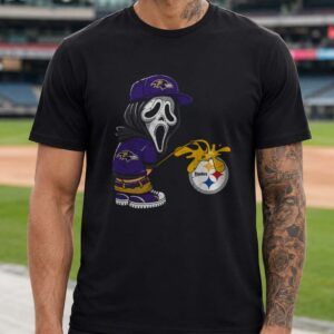 Pittsburgh Steelers Sucks Ghostface Scream Funny Baltimore Ravens Fan T-Shirt