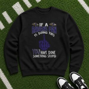 Ravens Fan Is Doing This You Have Done Something Stupid Funny Middle Finger Baltimore Ravens NFL T-Shirt