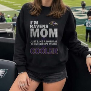 Ravens Mom Just Like A Normal Mom Except Much Cooler Funny Mother Baltimore Ravens NFL T-Shirt