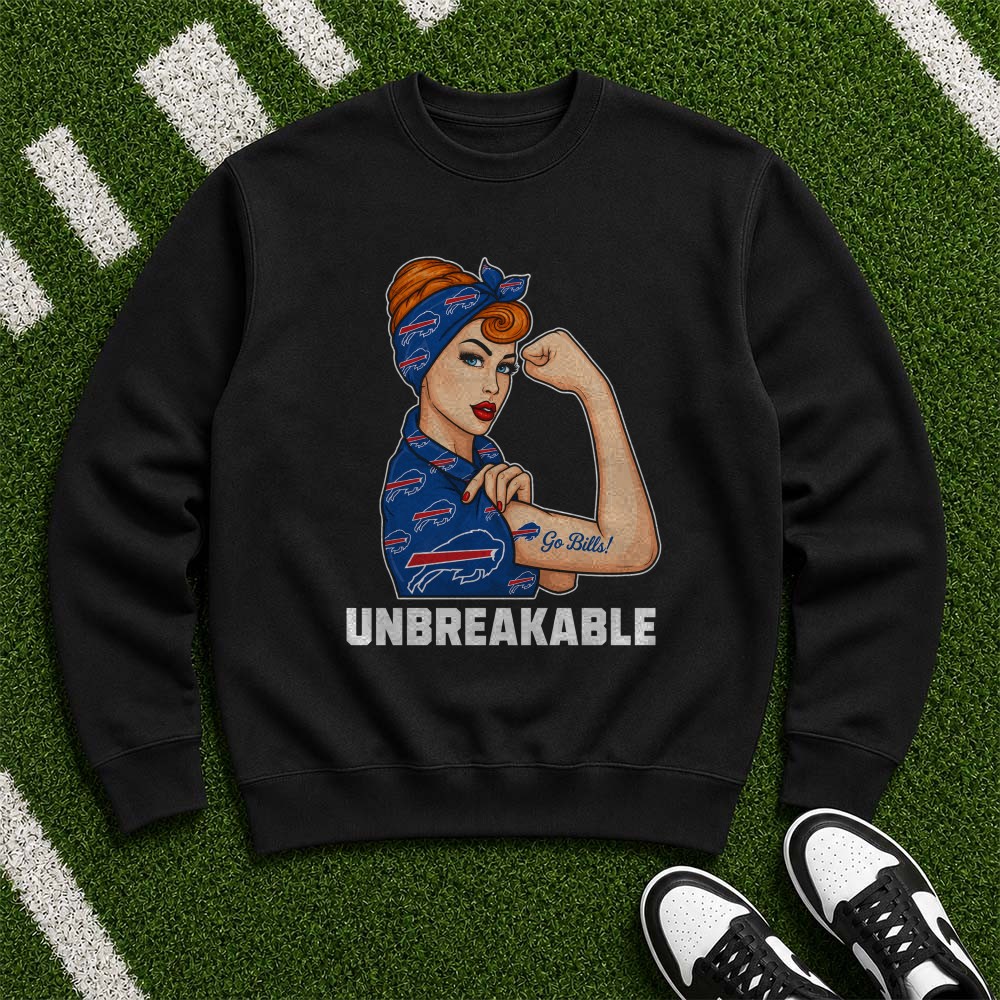 Rosie The Riveter Unbreakable Go Bills Women Buffalo Bills T-Shirt Rosie The Riveter Unbreakable Go Bills Women Buffalo Bills T-Shirt