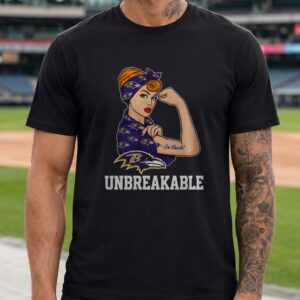 Rosie The Riveter Unbreakable Strong Women Fan Baltimore Ravens NFL T-Shirt
