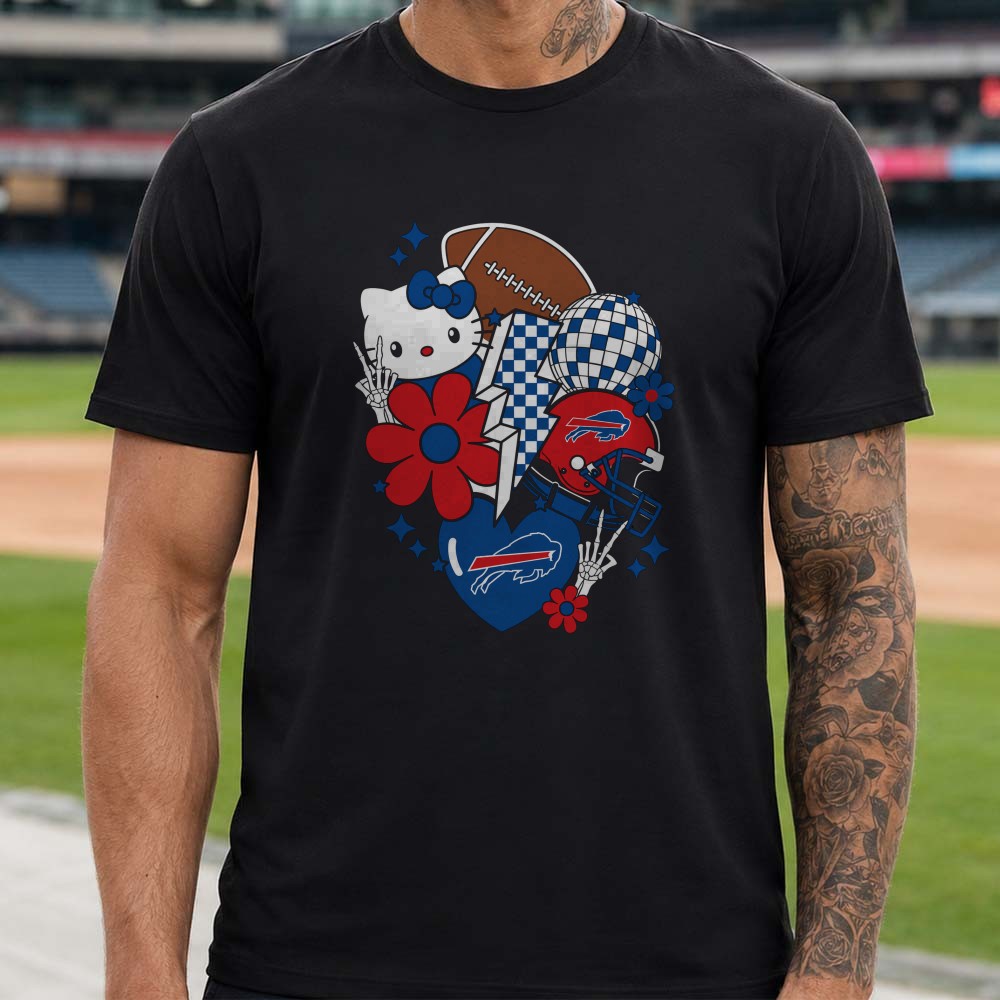 Sanrio Hello Kitty Disco Ball Helmet Collage Women Buffalo Bills Fan T-Shirt Sanrio Hello Kitty Disco Ball Helmet Collage Women Buffalo Bills Fan T-Shirt