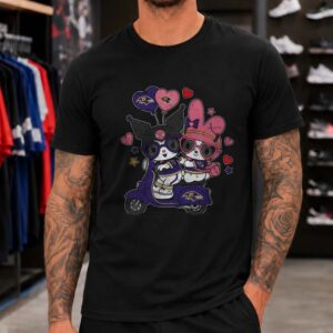 Sanrio Kuromi And My Melody Valentine's Day Baltimore Ravens T-Shirt