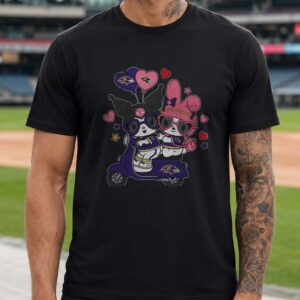 Sanrio Kuromi And My Melody Valentine's Day Baltimore Ravens T-Shirt