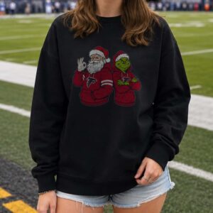 Santa Claus And Grinch Atlanta Falcons Christmas Holiday Football Fan T-Shirt