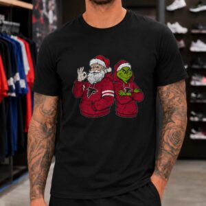Santa Claus And Grinch Atlanta Falcons Christmas Holiday Football Fan T-Shirt