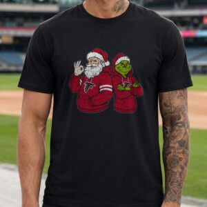 Santa Claus And Grinch Atlanta Falcons Christmas Holiday Football Fan T-Shirt