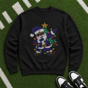 Santa Claus Christmas Lights Baltimore Ravens Holiday Spirit T-Shirt