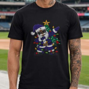 Santa Claus Christmas Lights Baltimore Ravens Holiday Spirit T-Shirt