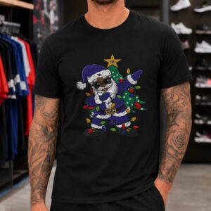 Santa Claus Christmas Lights Baltimore Ravens Holiday Spirit T-Shirt