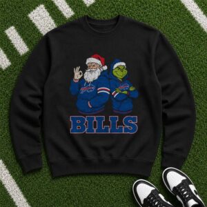 Santa Claus Grinch Buffalo Bills Christmas Holiday Football T-Shirt