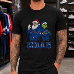 Santa Claus Grinch Buffalo Bills Christmas Holiday Football T-Shirt