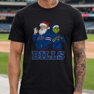 Santa Claus Grinch Buffalo Bills Christmas Holiday Football T-Shirt