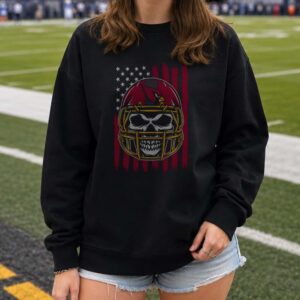 Skull Arizona Cardinals Football Helmet American Flag T-Shirt