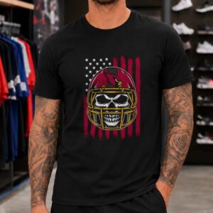 Skull Arizona Cardinals Football Helmet American Flag T-Shirt