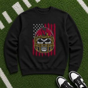 Skull Arizona Cardinals Football Helmet American Flag T-Shirt