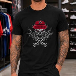 Skull Crossbones Rock On Badass Gangster Falcons Cap Atlanta Falcons NFL Fan T-Shirt