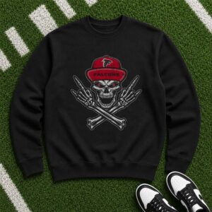Skull Crossbones Rock On Badass Gangster Falcons Cap Atlanta Falcons NFL Fan T-Shirt
