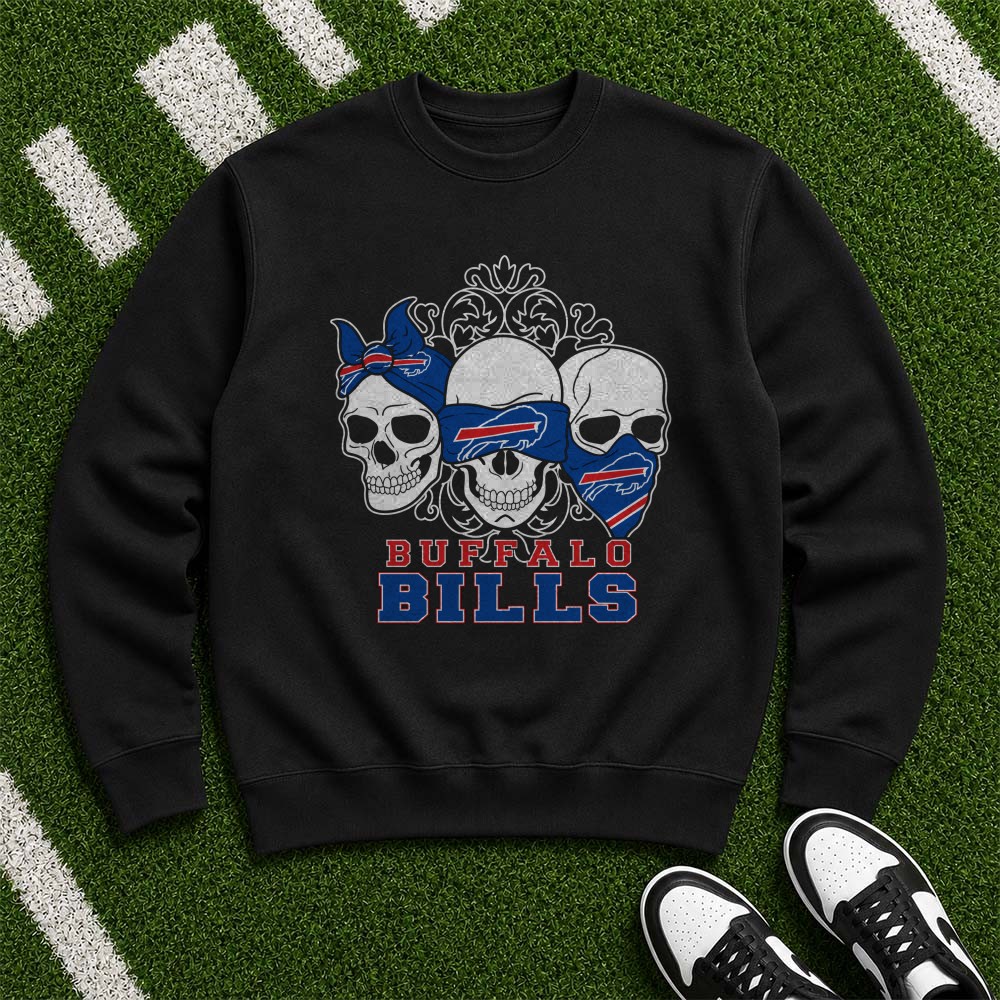 Skull Trio Bandana Badass Women Buffalo Bills Fan T-Shirt Skull Trio Bandana Badass Women Buffalo Bills Fan T-Shirt