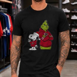 Snoopy And Grinch Atlanta Falcons Christmas Football Fan T-Shirt