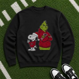 Snoopy And Grinch Atlanta Falcons Christmas Football Fan T-Shirt