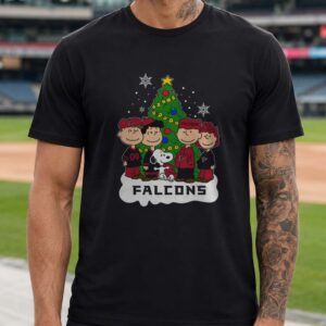 Snoopy Charlie Brown Peanuts Atlanta Falcons Merry Christmas Football Fan T-Shirt