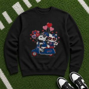 Snoopy Hello Kitty Buffalo Bills Valentine's Day Couple Scooter T-Shirt