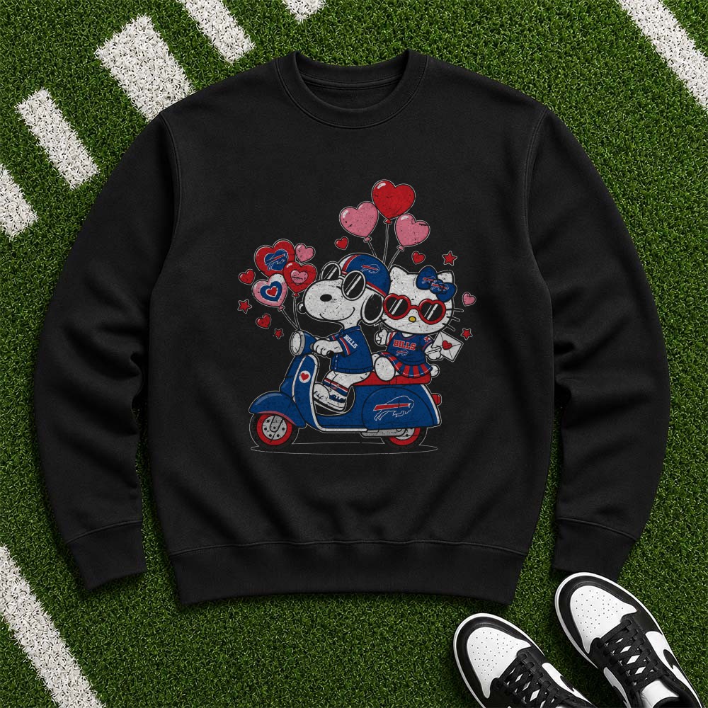 Snoopy Hello Kitty Buffalo Bills Valentine’s Day Couple Scooter T-Shirt Snoopy Hello Kitty Buffalo Bills Valentine’s Day Couple Scooter T-Shirt