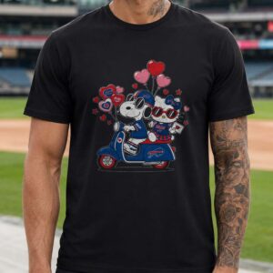 Snoopy Hello Kitty Buffalo Bills Valentine's Day Couple Scooter T-Shirt
