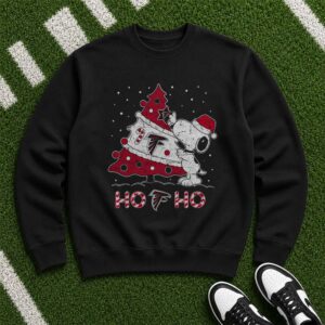 Snoopy Ho Ho Ho Hugging Christmas Tree Atlanta Falcons NFL T-Shirt