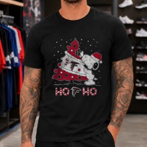 Snoopy Ho Ho Ho Hugging Christmas Tree Atlanta Falcons NFL T-Shirt