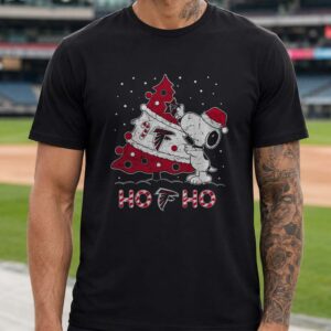 Snoopy Ho Ho Ho Hugging Christmas Tree Atlanta Falcons NFL T-Shirt