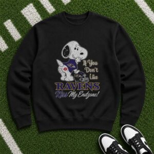 Snoopy If You Don't Like Ravens Kiss My Endzone Sassy Women Baltimore Ravens NFL T-Shirt