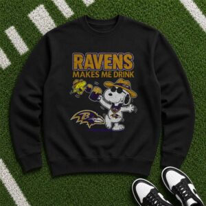 Snoopy Woodstock Baltimore Ravens Makes Me Drink Beer Tailgate T-Shirt